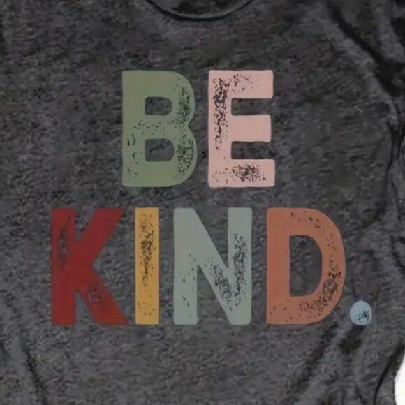 "BE KIND" XXL Graphic T-Shirt New Colorful Heathered Black Short Sleeve Hippie - Picture 5 of 9